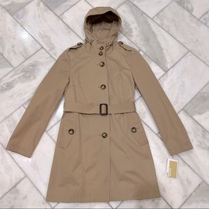 NWT Michael Kors Tan Trench Coat with Belt and Hood